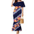 Blue Polynesia Mermaid Dress Plumeria With Hibiscus Pattern Tropical Vibes