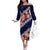 Blue Polynesia Off The Shoulder Long Sleeve Dress Plumeria With Hibiscus Pattern Tropical Vibes