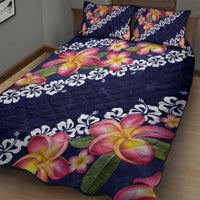 Blue Polynesia Quilt Bed Set Plumeria With Hibiscus Pattern Tropical Vibes LT14 - Polynesian Pride