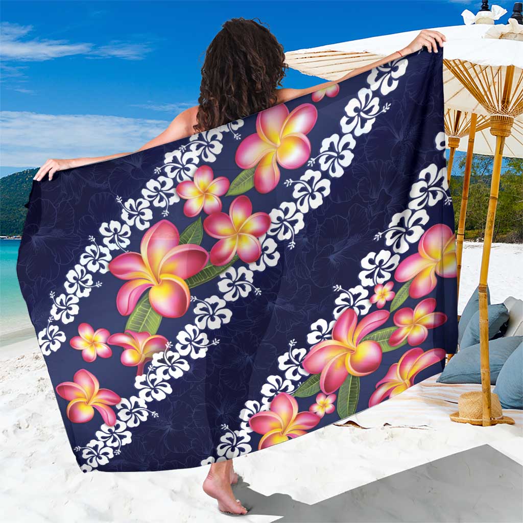 Blue Polynesia Sarong Plumeria With Hibiscus Pattern Tropical Vibes