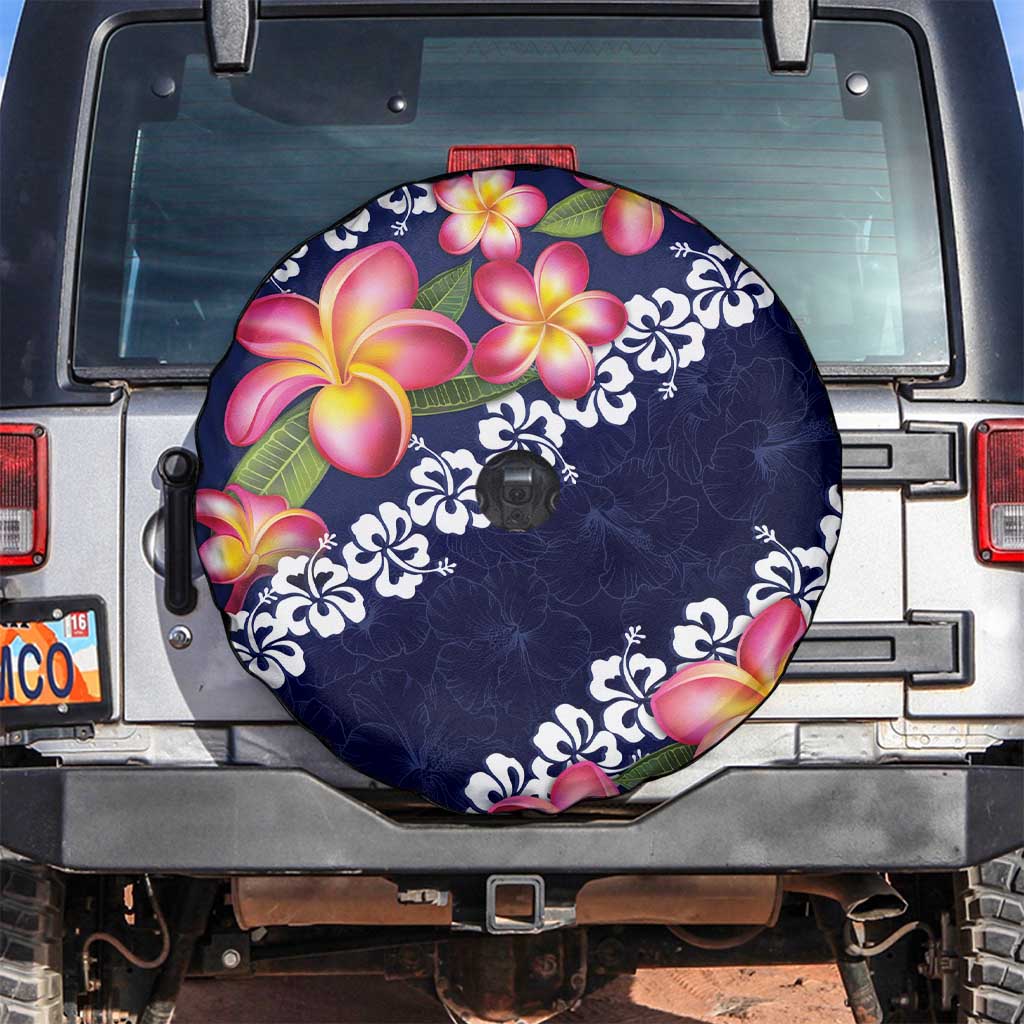 Blue Polynesia Spare Tire Cover Plumeria With Hibiscus Pattern Tropical Vibes LT14 Blue - Polynesian Pride