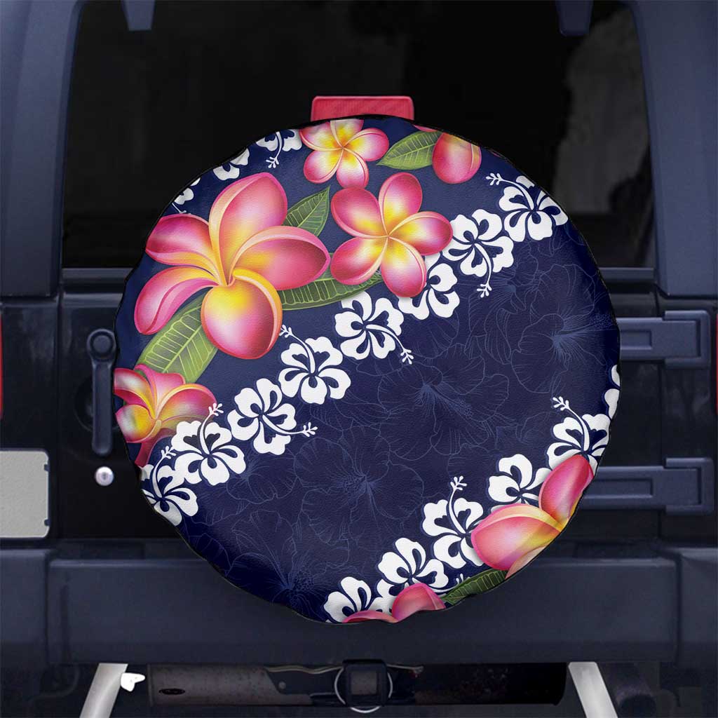 Blue Polynesia Spare Tire Cover Plumeria With Hibiscus Pattern Tropical Vibes LT14 - Polynesian Pride