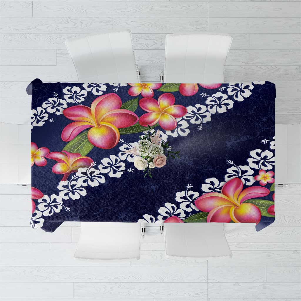 Blue Polynesia Tablecloth Plumeria With Hibiscus Pattern Tropical Vibes LT14 Blue - Polynesian Pride