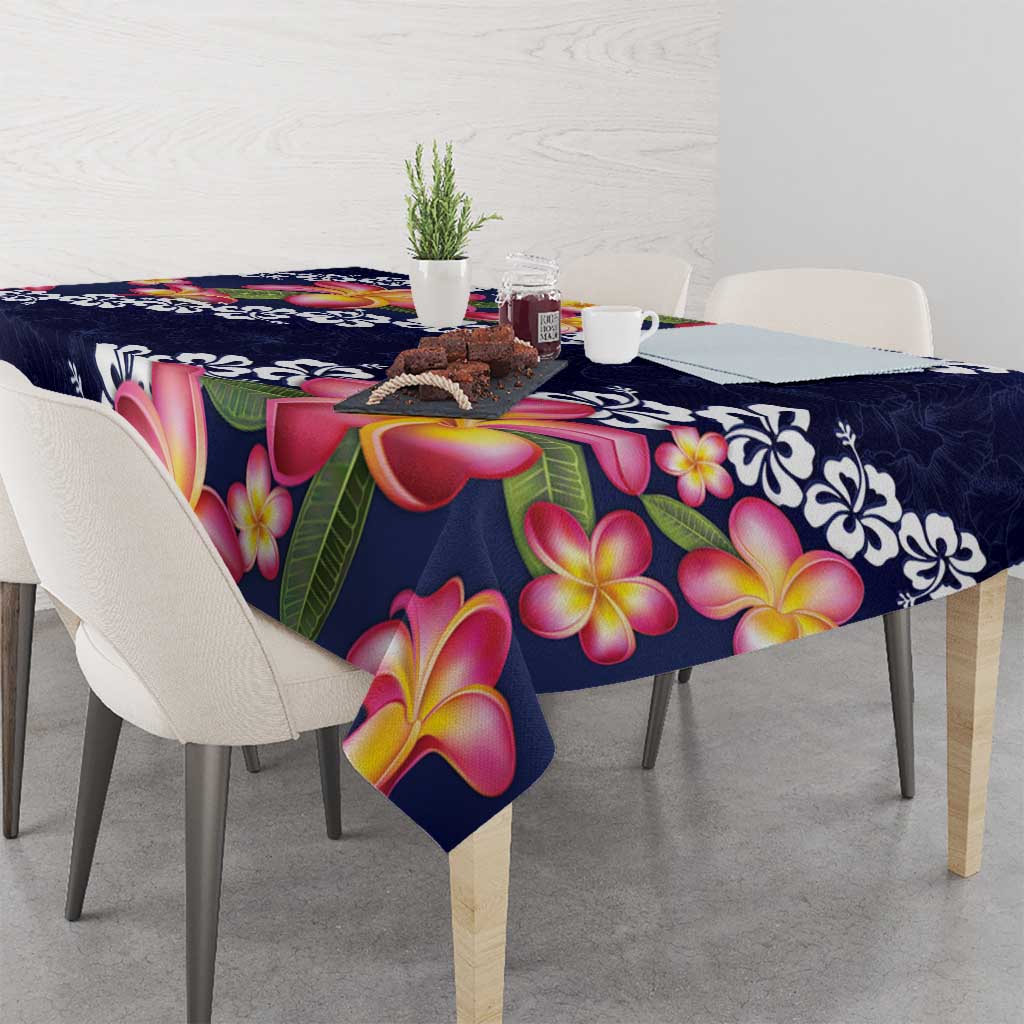Blue Polynesia Tablecloth Plumeria With Hibiscus Pattern Tropical Vibes LT14 - Polynesian Pride