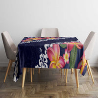Blue Polynesia Tablecloth Plumeria With Hibiscus Pattern Tropical Vibes LT14 - Polynesian Pride