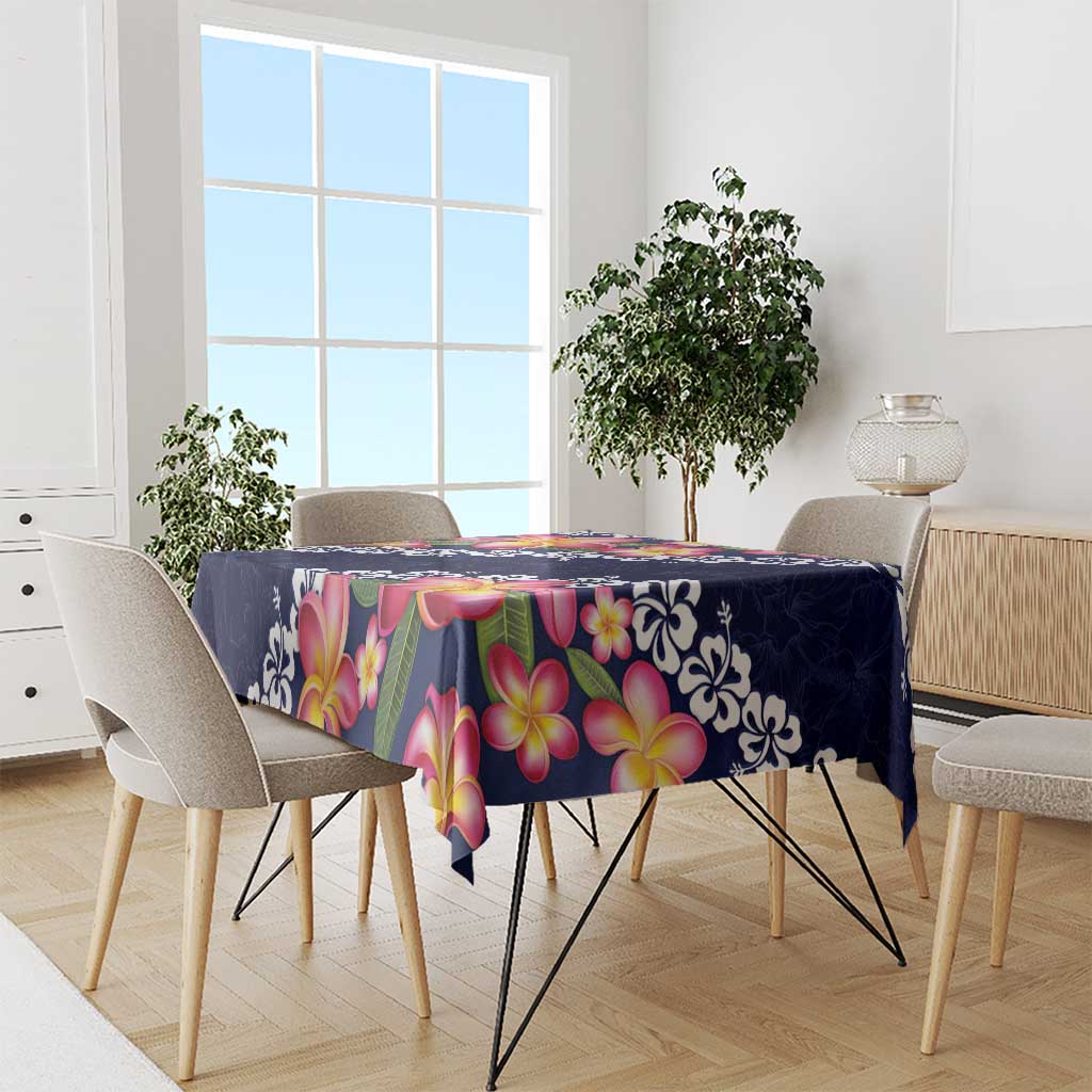 Blue Polynesia Tablecloth Plumeria With Hibiscus Pattern Tropical Vibes LT14 - Polynesian Pride