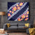 Blue Polynesia Tapestry Plumeria With Hibiscus Pattern Tropical Vibes