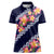 Blue Polynesia Women Polo Shirt Plumeria With Hibiscus Pattern Tropical Vibes