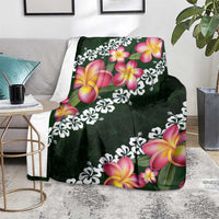 Green Polynesia Blanket Plumeria With Hibiscus Pattern Tropical Vibes LT14 - Polynesian Pride