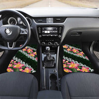 Green Polynesia Car Mats Plumeria With Hibiscus Pattern Tropical Vibes LT14 Set 2pcs - Front Green - Polynesian Pride