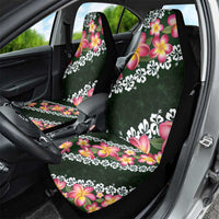Green Polynesia Car Seat Cover Plumeria With Hibiscus Pattern Tropical Vibes
