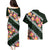 Green Polynesia Couples Matching Puletasi and Hawaiian Shirt Plumeria With Hibiscus Pattern Tropical Vibes