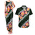 Green Polynesia Couples Matching Tank Maxi Dress and Hawaiian Shirt Plumeria With Hibiscus Pattern Tropical Vibes