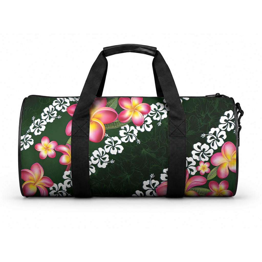 Green Polynesia Duffle Bag Plumeria With Hibiscus Pattern Tropical Vibes LT14 One size Green - Polynesian Pride
