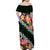 Green Polynesia Family Matching Off Shoulder Maxi Dress and Hawaiian Shirt Plumeria With Hibiscus Pattern Tropical Vibes