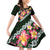 Green Polynesia Family Matching Off Shoulder Short Dress and Hawaiian Shirt Plumeria With Hibiscus Pattern Tropical Vibes