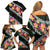 Green Polynesia Family Matching Off Shoulder Short Dress and Hawaiian Shirt Plumeria With Hibiscus Pattern Tropical Vibes