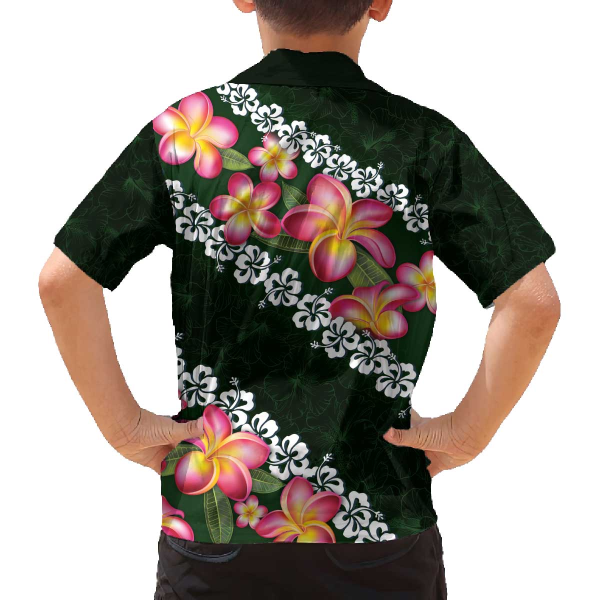 Green Polynesia Family Matching Puletasi and Hawaiian Shirt Plumeria With Hibiscus Pattern Tropical Vibes LT14 - Polynesian Pride