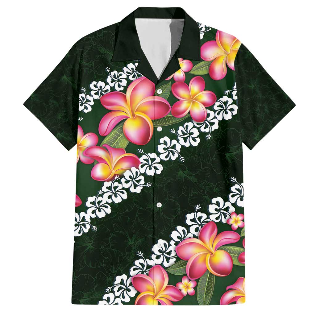 Green Polynesia Hawaiian Shirt Plumeria With Hibiscus Pattern Tropical Vibes LT14 Green - Polynesian Pride