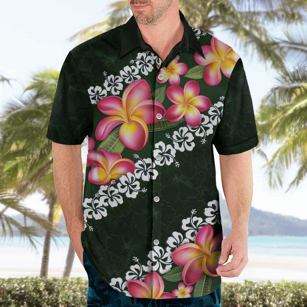Green Polynesia Hawaiian Shirt Plumeria With Hibiscus Pattern Tropical Vibes LT14 - Polynesian Pride