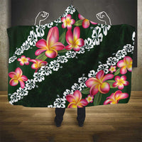 Green Polynesia Hooded Blanket Plumeria With Hibiscus Pattern Tropical Vibes LT14 - Polynesian Pride