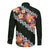 Green Polynesia Long Sleeve Button Shirt Plumeria With Hibiscus Pattern Tropical Vibes