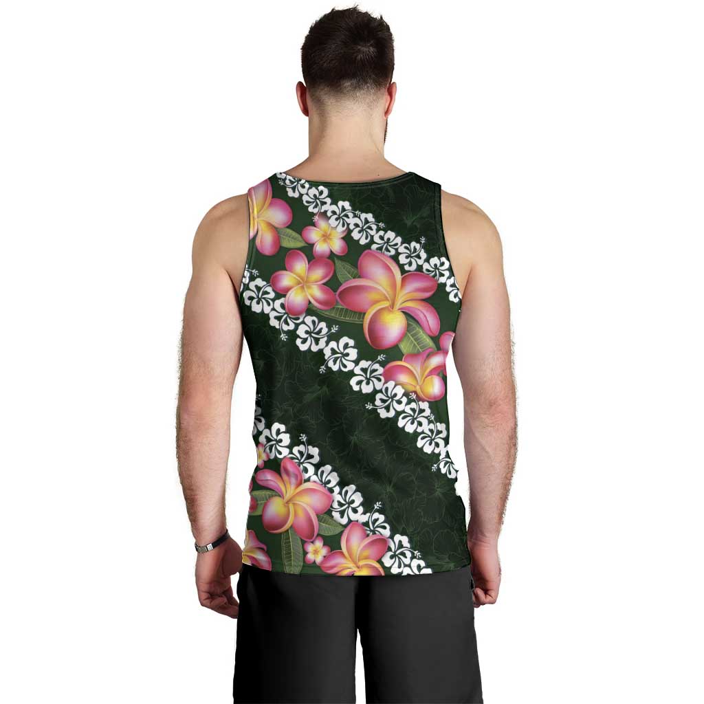 Green Polynesia Men Tank Top Plumeria With Hibiscus Pattern Tropical Vibes LT14 - Polynesian Pride