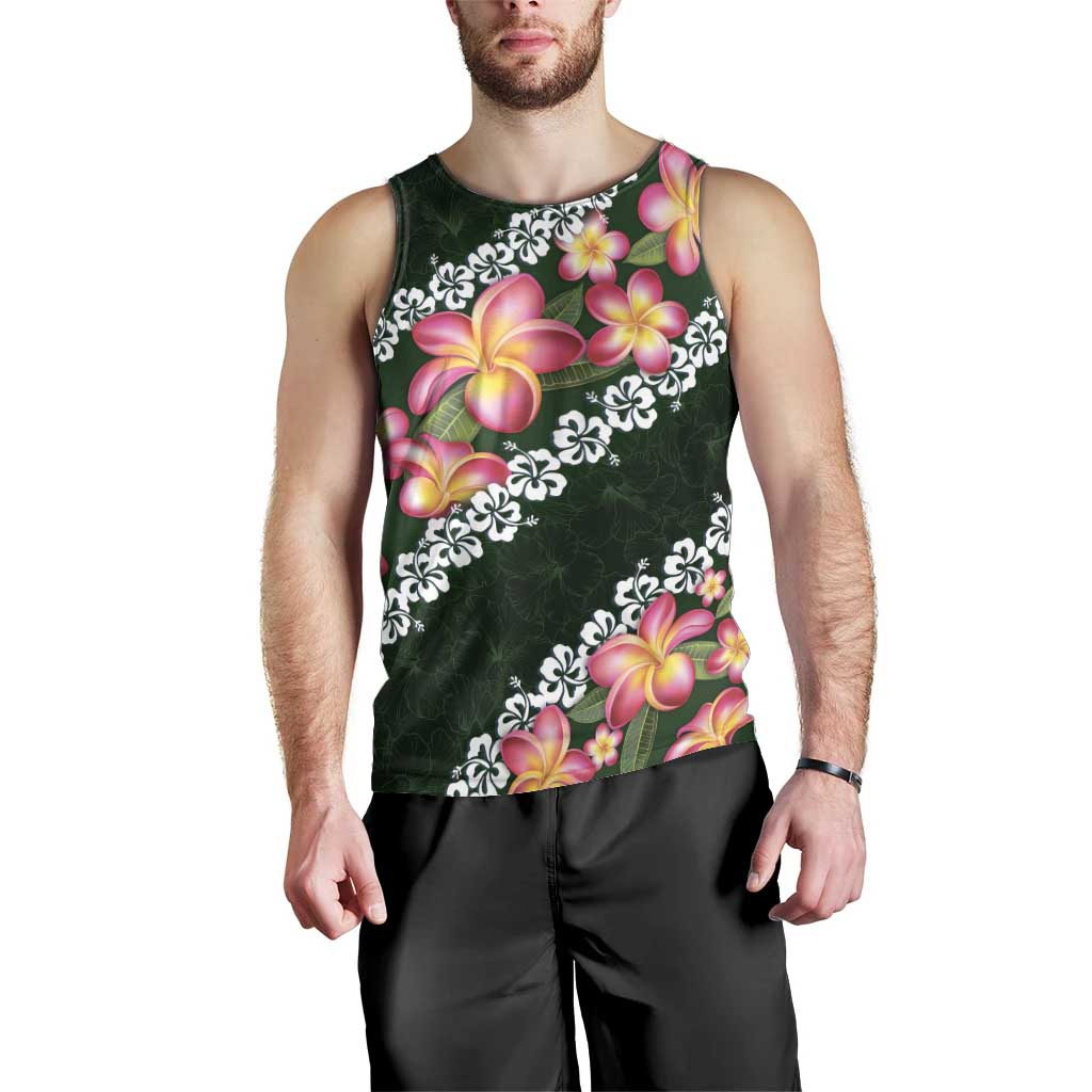 Green Polynesia Men Tank Top Plumeria With Hibiscus Pattern Tropical Vibes LT14 - Polynesian Pride