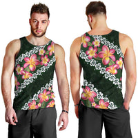 Green Polynesia Men Tank Top Plumeria With Hibiscus Pattern Tropical Vibes LT14 - Polynesian Pride