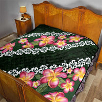 Green Polynesia Quilt Plumeria With Hibiscus Pattern Tropical Vibes