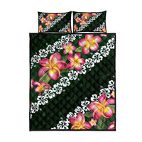 Green Polynesia Quilt Bed Set Plumeria With Hibiscus Pattern Tropical Vibes LT14 - Polynesian Pride