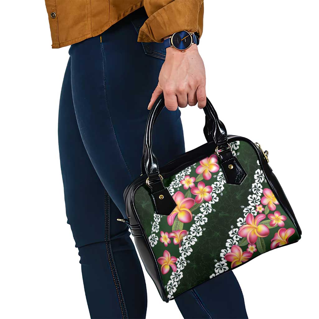 Green Polynesia Shoulder Handbag Plumeria With Hibiscus Pattern Tropical Vibes LT14 - Polynesian Pride