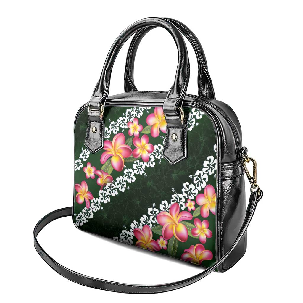 Green Polynesia Shoulder Handbag Plumeria With Hibiscus Pattern Tropical Vibes LT14 - Polynesian Pride