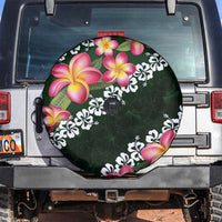 Green Polynesia Spare Tire Cover Plumeria With Hibiscus Pattern Tropical Vibes LT14 Green - Polynesian Pride