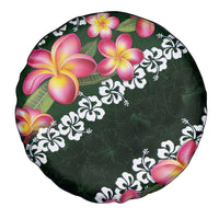 Green Polynesia Spare Tire Cover Plumeria With Hibiscus Pattern Tropical Vibes LT14 - Polynesian Pride
