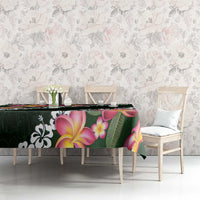 Green Polynesia Tablecloth Plumeria With Hibiscus Pattern Tropical Vibes LT14 - Polynesian Pride