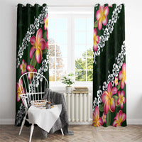 Green Polynesia Window Curtain Plumeria With Hibiscus Pattern Tropical Vibes LT14 - Polynesian Pride