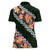 Green Polynesia Women Polo Shirt Plumeria With Hibiscus Pattern Tropical Vibes