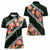 Green Polynesia Women Polo Shirt Plumeria With Hibiscus Pattern Tropical Vibes