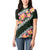 Green Polynesia Women Polo Shirt Plumeria With Hibiscus Pattern Tropical Vibes