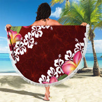 Oxblood Polynesia Beach Blanket Plumeria With Hibiscus Pattern Tropical Vibes LT14 - Polynesian Pride