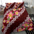 Oxblood Polynesia Bedding Set Plumeria With Hibiscus Pattern Tropical Vibes