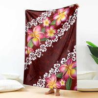 Oxblood Polynesia Blanket Plumeria With Hibiscus Pattern Tropical Vibes LT14 - Polynesian Pride