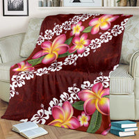 Oxblood Polynesia Blanket Plumeria With Hibiscus Pattern Tropical Vibes LT14 - Polynesian Pride