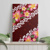 Oxblood Polynesia Canvas Wall Art Plumeria With Hibiscus Pattern Tropical Vibes LT14 - Polynesian Pride