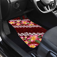 Oxblood Polynesia Car Mats Plumeria With Hibiscus Pattern Tropical Vibes LT14 - Polynesian Pride