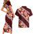 Oxblood Polynesia Couples Matching Short Sleeve Bodycon Dress and Hawaiian Shirt Plumeria With Hibiscus Pattern Tropical Vibes