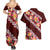 Oxblood Polynesia Couples Matching Summer Maxi Dress and Hawaiian Shirt Plumeria With Hibiscus Pattern Tropical Vibes