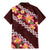 Oxblood Polynesia Family Matching Mermaid Dress and Hawaiian Shirt Plumeria With Hibiscus Pattern Tropical Vibes