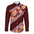 Oxblood Polynesia Family Matching Mermaid Dress and Hawaiian Shirt Plumeria With Hibiscus Pattern Tropical Vibes